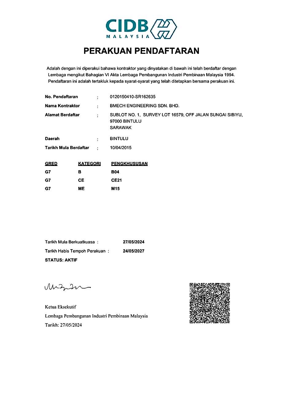 BMECH Engineering - Company Key Registration Certificates